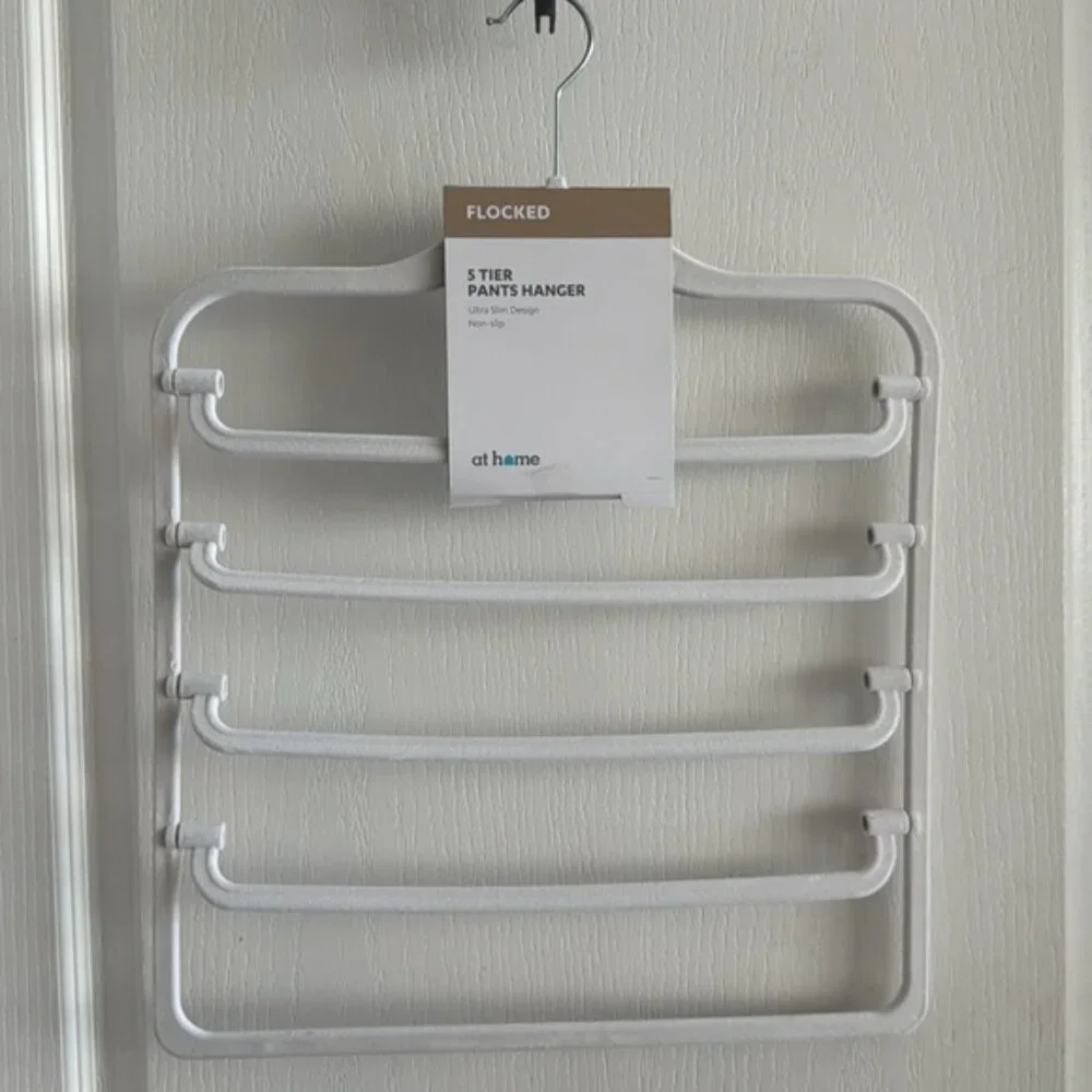 Flocked White No-Slip Flocked Pant Hanger